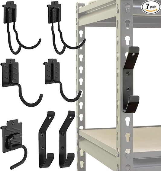 Wallmaster Boltless Shelving Hook Organizer Kit,7 Pcs Adjustable Storage Hanging Accessories for 1.5 inch Keyhole Rack,Garage Heavy Duty Tool Storage System