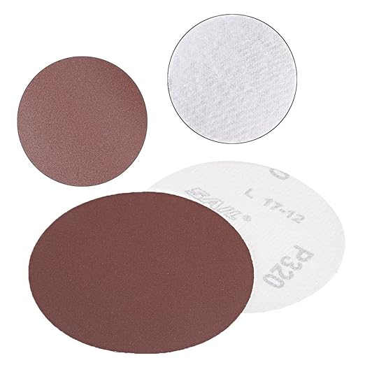 uxcell 25Pcs 4 Inch Hook and Loop Sanding Disc 320 Grits Flocking Sandpaper for Random Orbit Sander Brown