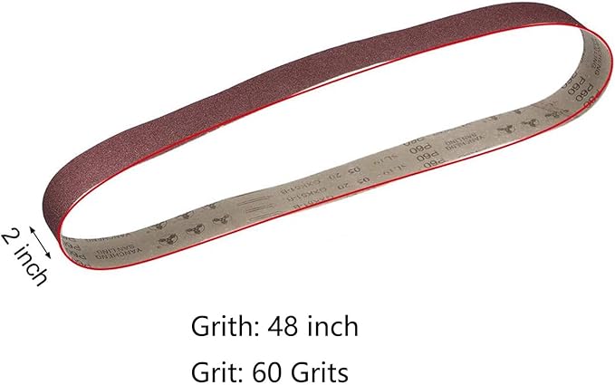 10 Pack 2 x 48 inch Sanding Belts 60 Grit Sanding Paper, Aluminum Oxide Abrasive Sander Belts for Metal Grinding Woodworking