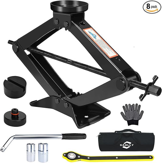 Car Jack Kit for Tesla Model Y Model 3/S/X, Scissor Jack for Car 3 Ton (6,600) lbs with Pucks/Pads, Universal Car Emergency Kit with Lug Wrench Tire Changing Kit for Car,Sedan,SUV,MPV