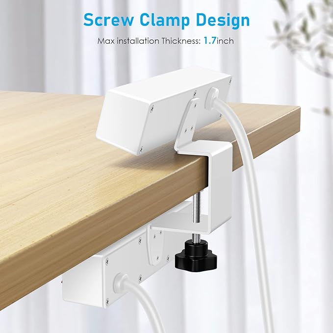 Desk Clamp Power Strip with PD20W USB-C, VILONG 2 in 1 Dual Layer Under Desk Power Strip, Removable Clamp Power Socket with 10AC Outlets & Switch, 10ft Extension Cord