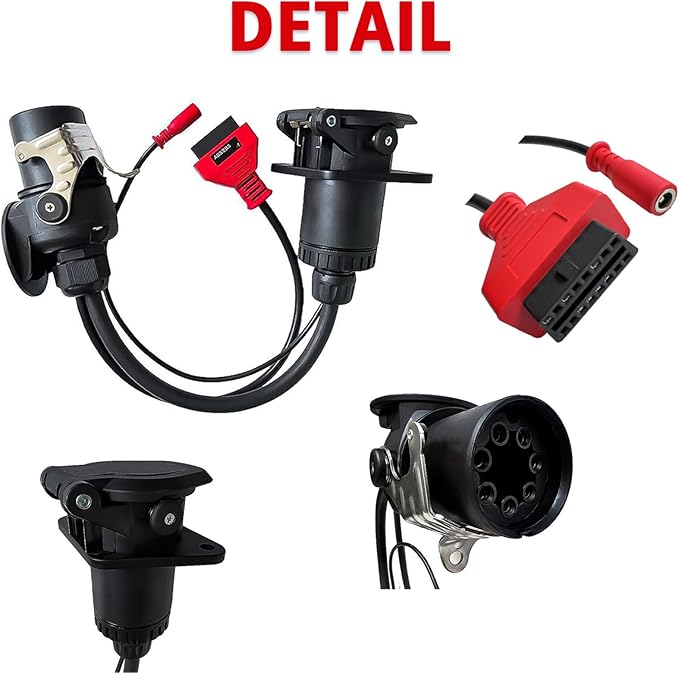 ISO 7638 7pin (EBS/ABS) Adapter,Trailer and Truck Diagnostic Cable to Connect for Autocom Trailer Diagnostic,for Texas, for Bosch and Heavy Duty OBD2 Truck Scanner Support K-Line,Can,Can 5V