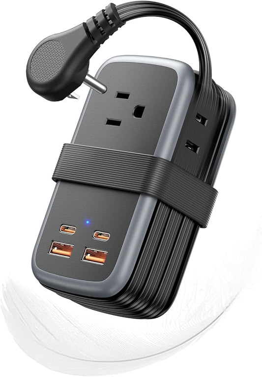 NTONPOWER GAN Ultra 65W USB Charging Station, 7 in 1 Travel Power Strip with 3 Outlets 4 USB (2 USB C), Extension Cord 4ft, Desktop Power Strip Fast Charging Compatible with MacBook, iPhone