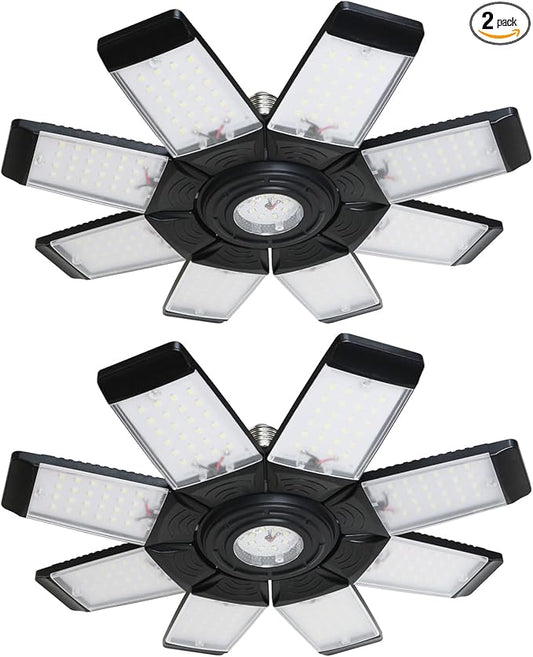 250W LED Garage Light, Ultra Bright 25000 Lumen LED Garage Ceiling Lights LED Shop Lights with 8+1 Adjustable Panels, 6500K Daylight Light Bulb Fixture LED Lights for Garage, Workshop