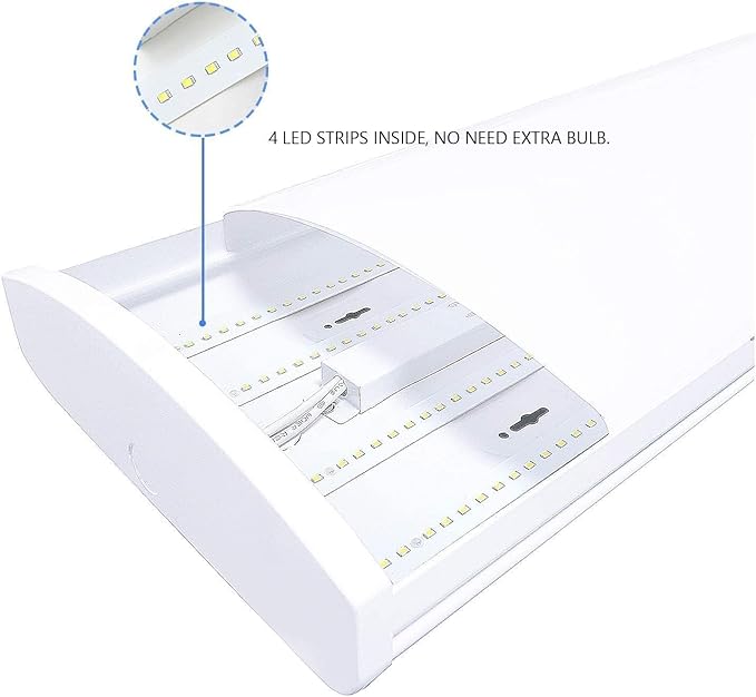 ANTLUX 72W Commercial LED Wraparound Fixture 4FT Office Ceiling Lighting, 8500 Lumen, 5000K, 4 Foot Low Bay Flush Mount Garage Shop Lights, Integrated Wrap Light, Fluorescent Tube Replacement, 4 Pack