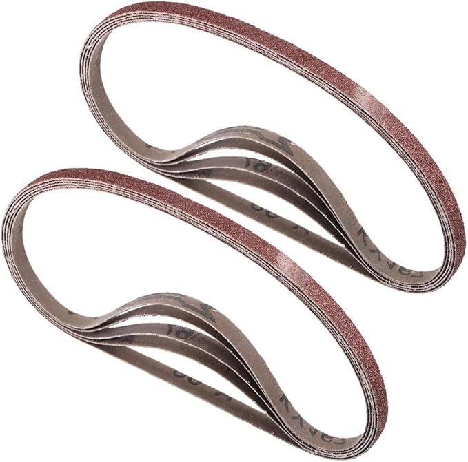 10 Pack 3/8 x 21 inch Sanding Belts 60 Grit Sanding Paper, Aluminum Oxide Abrasive Sander Belts for Metal Grinding Woodworking
