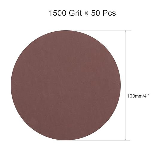 uxcell 50Pcs 4 Inch Hook and Loop Sanding Disc 1500 Grits Flocking Sandpaper for Random Orbit Sander Brown