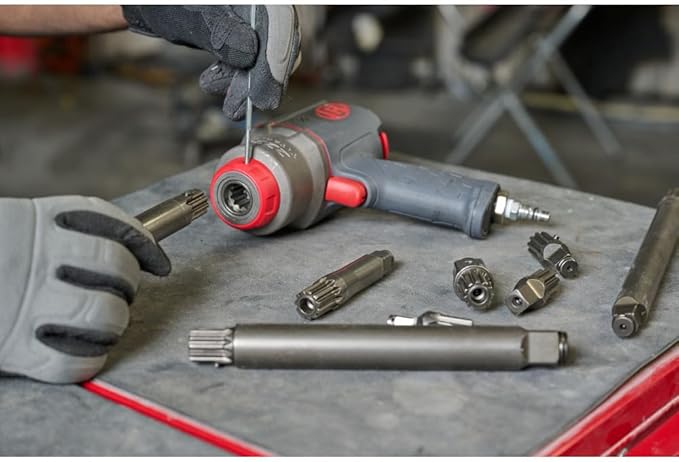 Ingersoll Rand 2236QPTIMAX DXS2 1/2" Air Impact Wrench, Quiet, 1500 ft-lb Torque, Titanium Hammercase, Pin Retainer, Pistol, Interchangeable Anvil, Multi-functional Tool