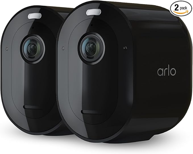 Arlo Pro 5S 2K Spotlight Camera - 2 Pack - Security Cameras Wireless Outdoor, Dual Band Wi-Fi, Color Night Vision, 2-Way Audio, Home Security Cameras, Home Improvement, Black – VMC4260B
