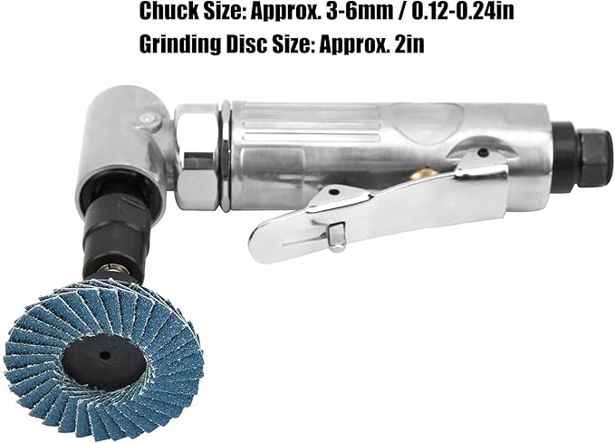 Mini Air Sander Right Angle Air Die Grinder 20000-25000rpm Pneumatic Grinding Polishing Tool Kit with Emery Disk Car Polisher Sets for Auto Body Work(European Connector)