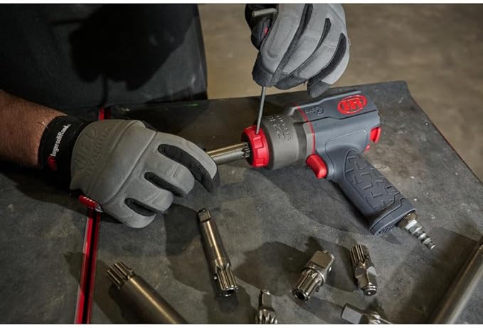 Ingersoll Rand 2236QPTIMAX DXS2 1/2" Air Impact Wrench, Quiet, 1500 ft-lb Torque, Titanium Hammercase, Pin Retainer, Pistol, Interchangeable Anvil, Multi-functional Tool