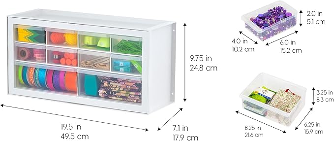 IRIS USA Craft Cabinet Storage, Screw Organizer, Hardware Storage Organizer, 10 Drawer Parts Cabinet, 2 Pack Art Storage Cabinets, Small Parts, Nuts and Bolts, Tool Storage, Scrapbook Art Hobby, White
