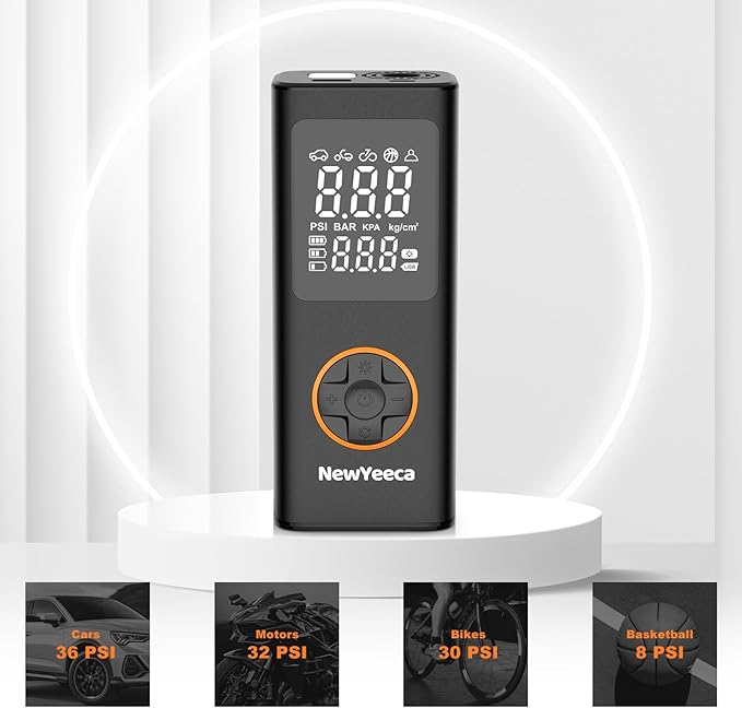 Cordless Tire Inflator Portable Electric Air Compressor, Tire Inflator Air Pump, 150 PSI Tire Pump Gauge with Digital Tire Pressure Detection for Car Tires/Motorcycle Tires/Bicycle Tires/Balls