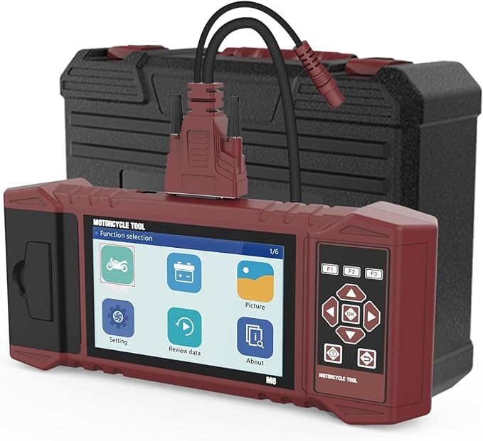Motorcycle Diagnostic Scan Tool, Full System Scanner OBD2 Diagnostic Tool Fault Code Reader with 104 Service Functions & Quick Test Compatible for BMW, Honda, Yamaha, Kawasaki, Suzuki, ect