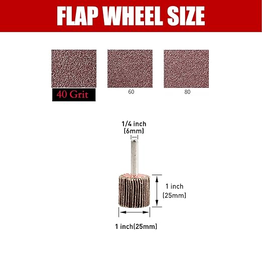 Abrasives Aluminum Oxide Shank Mounted Flap Wheels 40 Grit 1” x 1” x 1/4” Shank Mounted Sander for Deburring,Grinding, Sanding,Paint Removal - Polishing Wheel for Drill & Grinder (11pcs)