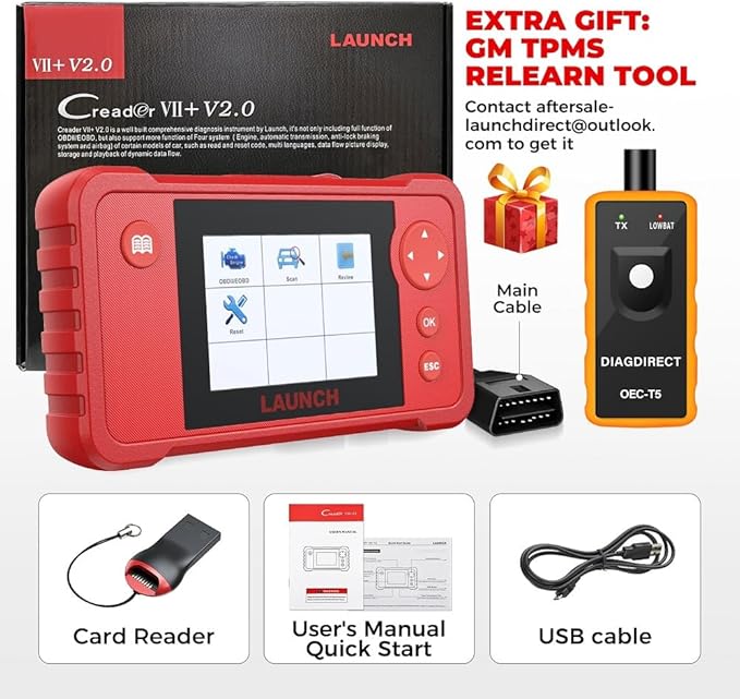 LAUNCH Creader VII+ OBD2 Scanner ABS SRS Transmission and Engine Code Reader Diagnostic Scan Tool
