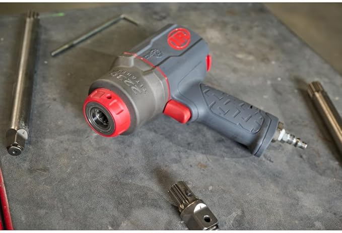 Ingersoll Rand 2236QPTIMAX DXS2 1/2" Air Impact Wrench, Quiet, 1500 ft-lb Torque, Titanium Hammercase, Pin Retainer, Pistol, Interchangeable Anvil, Multi-functional Tool