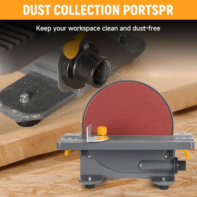 Hoteche 12-Inch Benchtop Disc Sander 6.5-Amp Sanding Machine with Miter Gauge and Dust Collection System for Wood and Metal