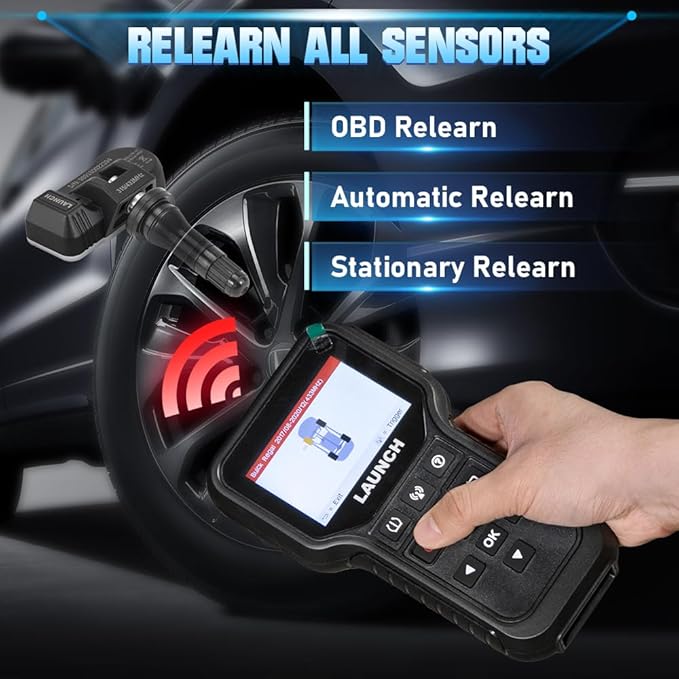 LAUNCH CRT5011E TPMS Relearn Tool, 2024 TPMS Sensor (315+433MHz) Read/Activate/Relearn/Reset Scanner Tool, Lifetime Free Update,OBD2 Code Reader, Tire Pressure Monitor System Diagnostics Tool