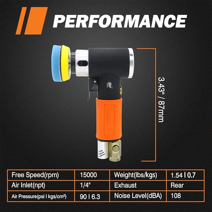Mini Air Sander, Random Orbital Air Sander, Mini Pneumatic Sander for Auto Body Work