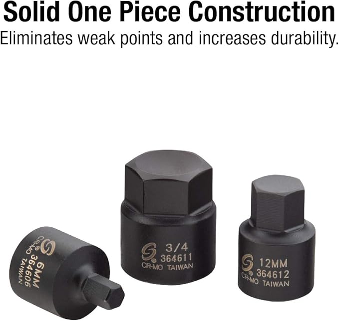 Sunex 1/2" & 3/8" Drive Impact Hex Driver Sets, 36 Pieces, SAE/Metric Sizes, Cr-Mo Steel, Dual Size Markings, Heavy Duty Storage Cases