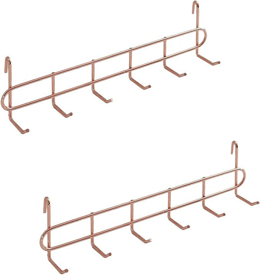FRIADE Rose Gold Grid Hooks Rack for Wall Grid Panel,Hanging Hooks for Wall Grid Storage and Display，Size 10.7”x 2.8”x1.8 ”,2 Pack