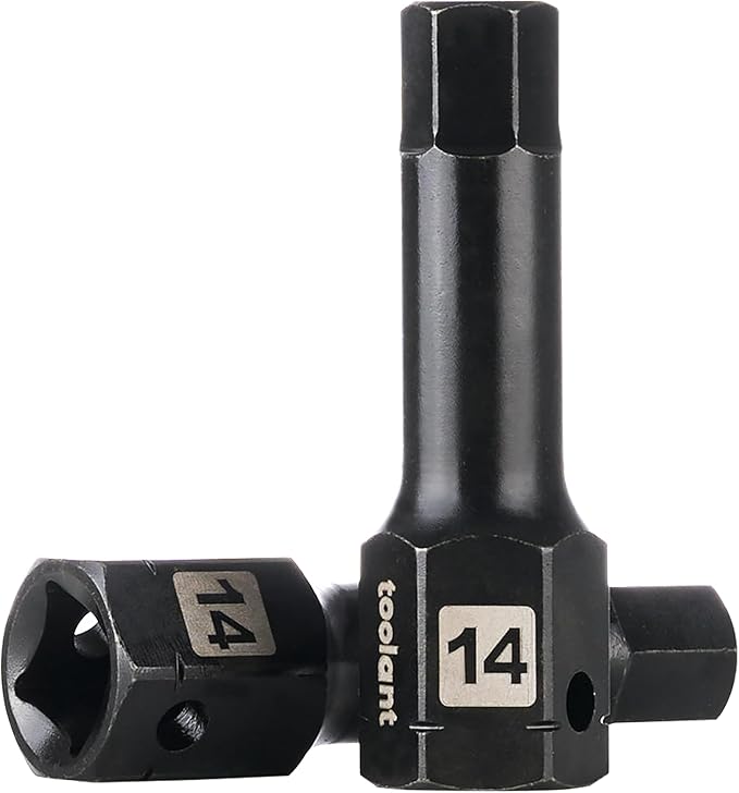 toolant 1/2" drive 14mm impact hex bit socket set 2PCS, Hex Drive, S2 Steel Air Drive Allen Socket set,Impact Grade