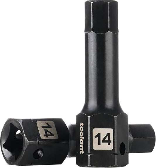toolant 1/2" drive 14mm impact hex bit socket set 2PCS, Hex Drive, S2 Steel Air Drive Allen Socket set,Impact Grade