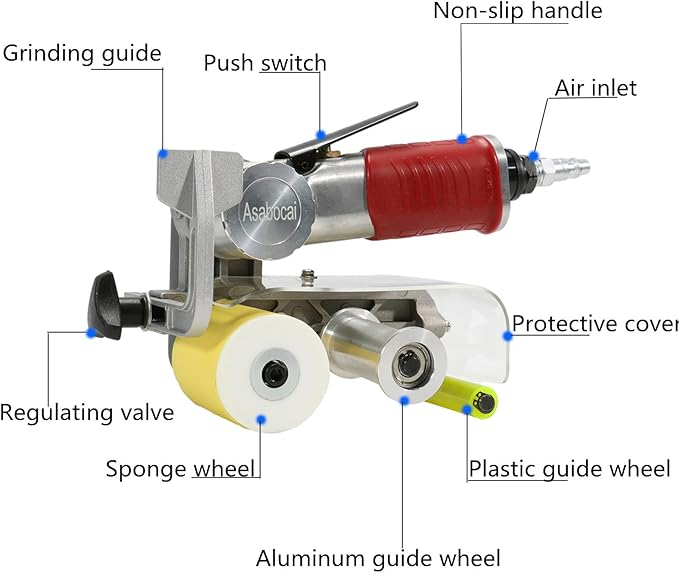 2-3/8" x 10-1/4"Air Belt Sander with 10pcs 60 x 280mm Sanding Belts(60#,120#）, Pneumatic Metal Wire Drawing Sander Good for Deburring, Sanding and Finishing