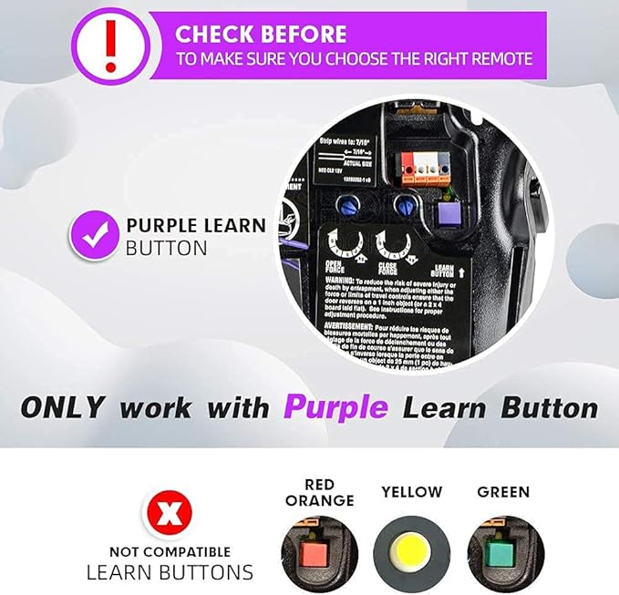 Garage Door Remote Control ONLY Compatible Chamberlain LiftMaster Craftsman etc Opener has Purple Learn Button with Security+ 315MHz, Works with Garage Opener ONLY has Purple Learn Button 2 Pack