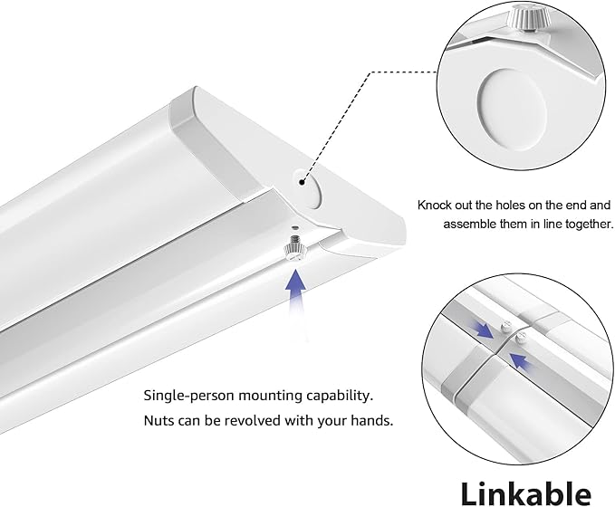 ANTLUX 4FT LED Wraparound Light Fixture 50W Ultra Slim LED Shop Lights for Garage, No Glare, 5500 Lumens, 5000K, 4 Foot Flush Mount Office Ceiling Wrap Light for Workshop Kitchen, 4 Pack