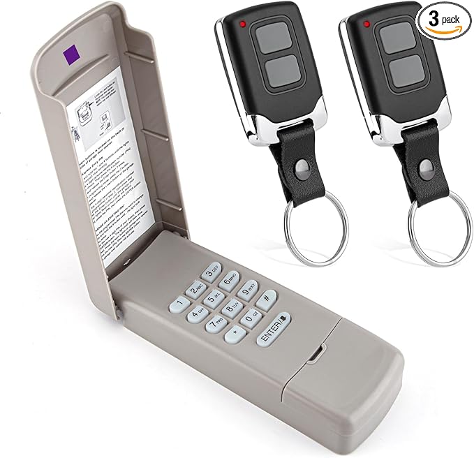 LAWOHO Purple Learn Button 377LM Wireless Keypad 371LM 373LM Keyring Remote Control Compatible with Liftmaster Chamberlain Craftsman 139.53753 139.53985D 950CD Garage Door Opener 315Mhz Security +