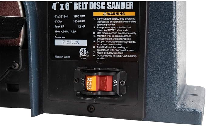 POWERTEC BD4600 Belt Disc Sander For Woodworking | 4 In. x 36 in. Belt Sander with 6 In. Sanding Disc