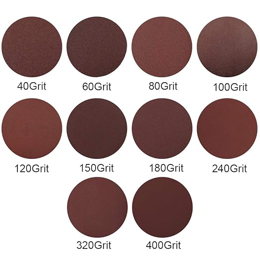 Biaungdo 50 Pcs 7-Inch Sandpapers Sand Discs Hook and Loop Grinding Polishing for Random Orbit Sander (40-400 Grit)