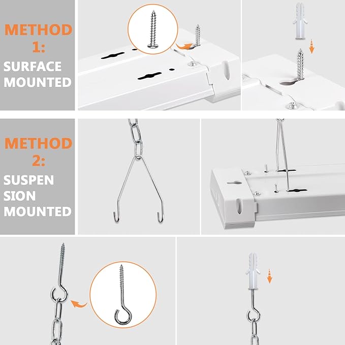 4FT Linkable 42W 4800LM 5000K LED Ceiling Lights for Garages, Pull Chain ON/Off, Linear Work Light Fixture with Plug, 2 Pack