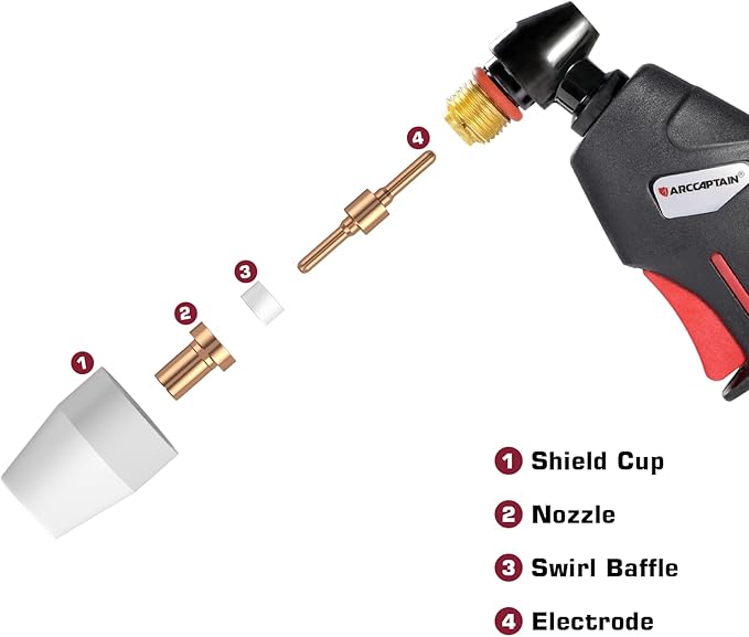ARCCAPTAIN 60PCS PT31 Plasma Cutting Consumables Fit CUT-45 CUT-50 CT-312 with Plasma Cutter Torch PT-31 JG-40 LG-40