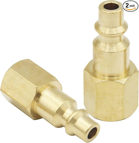 Air Hose Fittings 1/4 inch NPT Female Thread Air Plug, Air Compressor Quick Connect Fittings Durable Solid Brass 300Psi (Industrial Type D, 2 Piece)