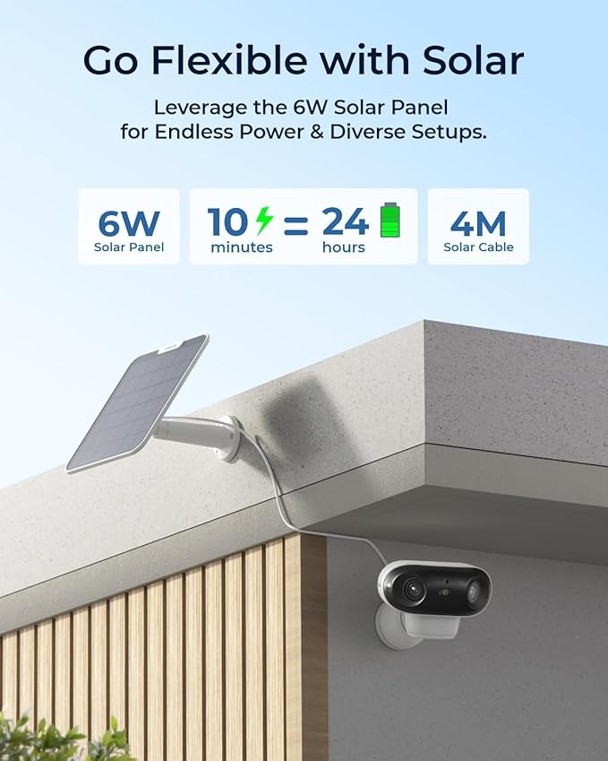 REOLINK Argus 4 Pro, 4K Solar Security Cameras Wireless Outdoor, 8MP for Home Security, ColorX Night Vision, 180° No Blindspots, 5G/2.4GHz WiFi 6, AI Detection, No Monthly Fee, Home Hub Compatible