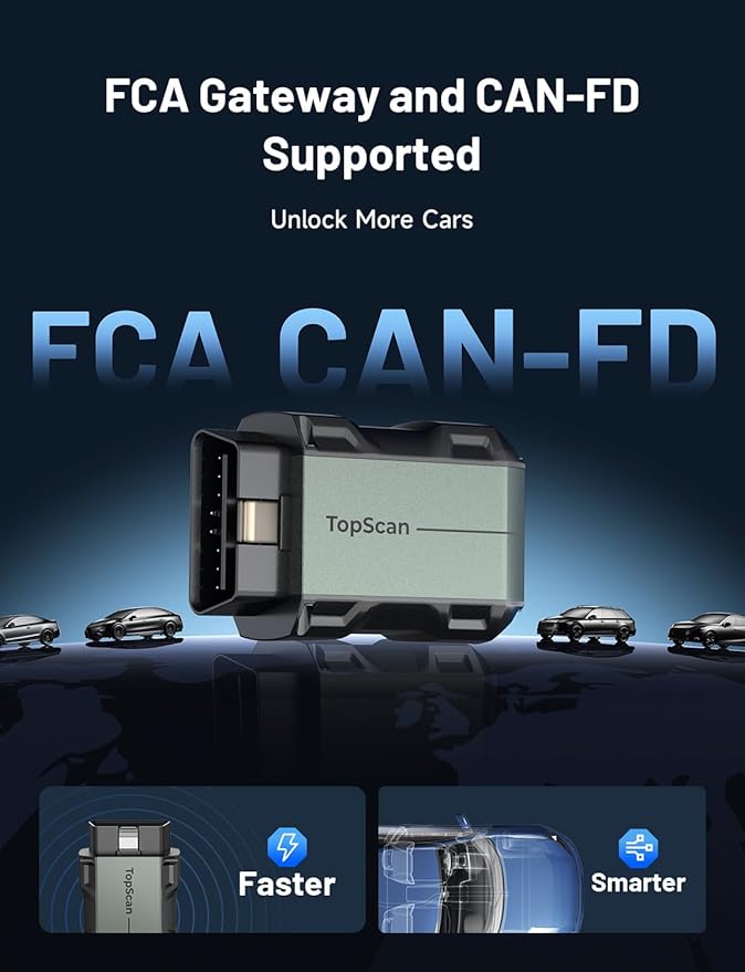TOPDON TopScan Lite OBD2 Scanner Bluetooth, Bi-Directional Scanner Wireless All System Diagnostic Tool for iOS & Android, FCA AutoAuth, 8+ Hot Reset, Repair Guides, Car Code Reader, Performance Test