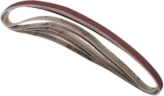 5 Pack 3/8 x 21 inch Sanding Belts 180 Grit Sanding Paper, Aluminum Oxide Abrasive Sander Belts for Metal Grinding Woodworking