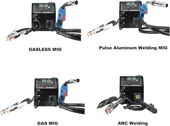 S7 Gas and Gasless 200A 110V/220V Multiprocess MIG Welder - 4-in-1 Welding Machine for Flux Cored, MIG, Lift TIG, and Stick ARC Welding Machine