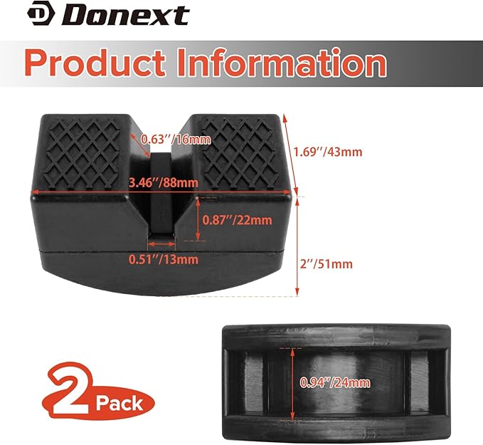 Donext Jack Pad Adapter for Jack Stands 3 Ton Rubber Frame Rail Protector Jack Pad Adapter 2 Pack