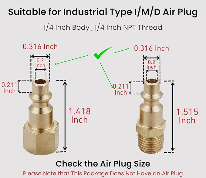 1/4-Inch Brass Female Industrial Coupler, 10 Pack 1/4 Inch Air Hose Fittings NPT Female Quick Connector Air Coupler for Professional Jobsites and Automotive Shops
