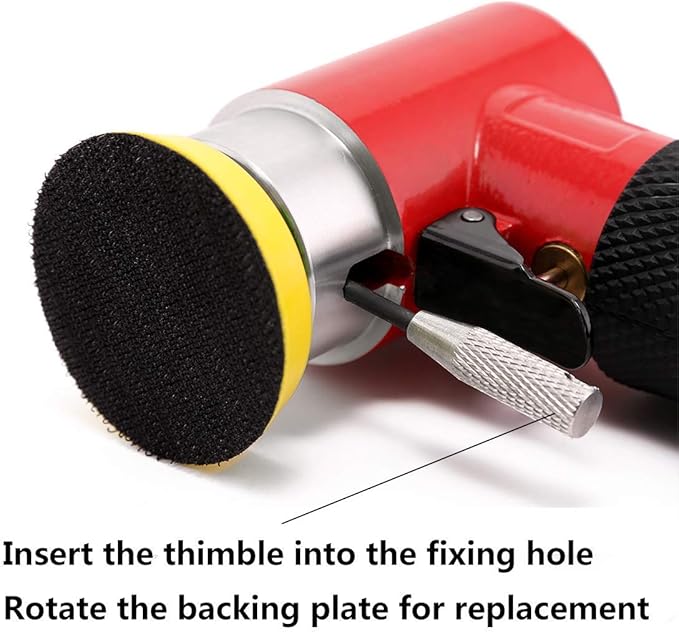 Valianto 2" 3" Mini Air Sander, Pneumatic Sander Random Orbital Eccentric Dual Action Polisher with M6 Thread Plate (2" and 3"),- Adjustable Airflow Valve - US Connector