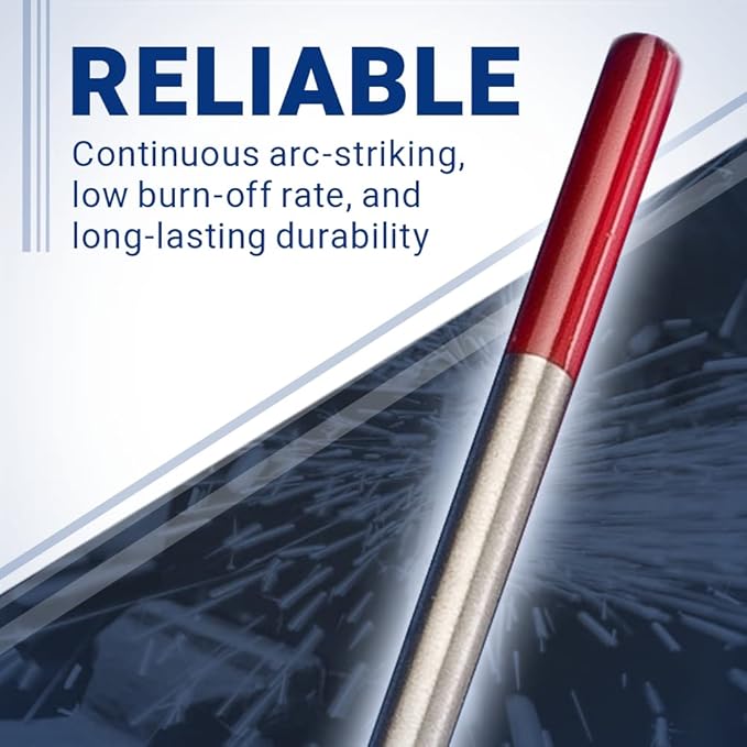 Midwest Tungsten Service TIG Welding Tungsten Electrodes 10-Pack (Red - 2% Thoriated Tungsten (WT20/EWth-2), 1/8")