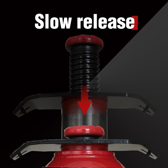 BIG RED TQ20006D-1 Torin Welded Low Profile Pneumatic Hydraulic Car Bottle Jack: Aluminum Alloy Pump and Unique Slow Release Equipment for Auto Repair and House Lift, 20 Ton (40,000 LBs) Capacity, Red