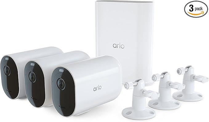 Arlo Pro 5S 2K XL Spotlight Camera - Wireless Home Security Camera with Spotlight, Longer Battery Life, Color Night Vision, Dual-Band Wi-Fi & 2-Way Audio - White, 3 Pack, VMS4362P