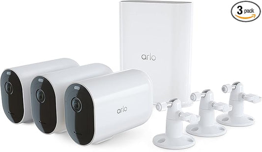 Arlo Pro 5S 2K XL Spotlight Camera - Wireless Home Security Camera with Spotlight, Longer Battery Life, Color Night Vision, Dual-Band Wi-Fi & 2-Way Audio - White, 3 Pack, VMS4362P