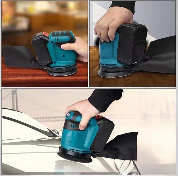 Random Orbit Sander, 5'' Cordless Orbital Sander, Brushless Palm Sander Fit for Makita 18V Battery & Others, 6 Speed Max. 24000RPM, Hook & Loop, Dust Collector