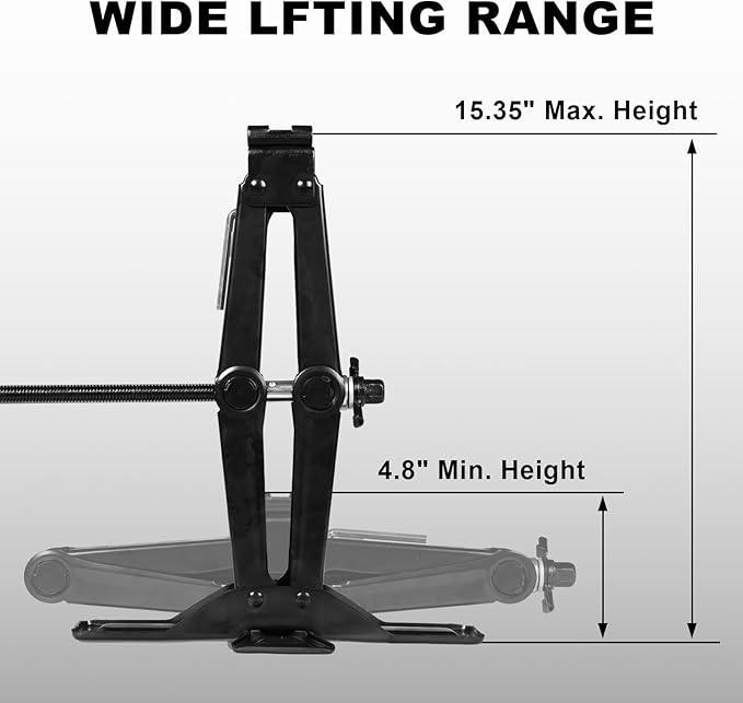 BIG RED AST10202SR Torin Wide Base Cross Car Scissor Jack: Steel Portable Quick Lift Tire Jacks Include Ratchet Wrench for Car, Truck, Sedans and MPV, 1.5 Ton (3,000 lbs) Capacity, Black
